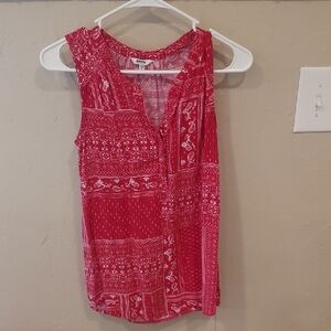 Sonoma Red Patterned Sleeveless Blouse